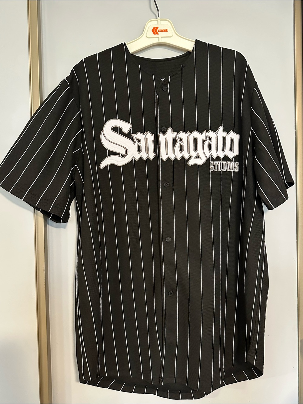 Black Pinstripe Baseball Shirt